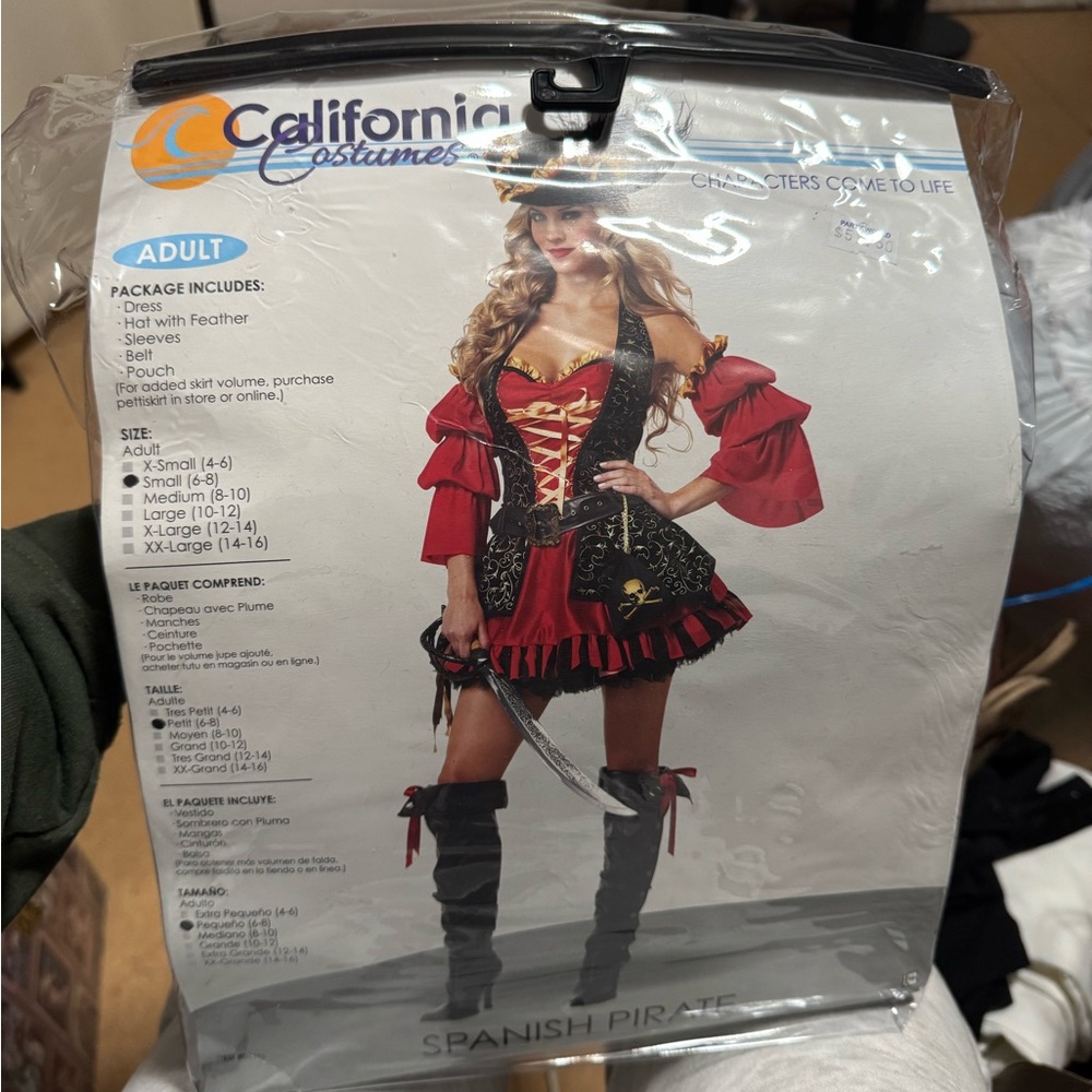 California Costumes Red and Black Pirate Halloween Outfit